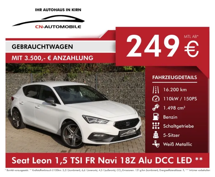 Seat Leon 1,5 TSI FR Navi 18Z #RATE ab 249,-€/Monat