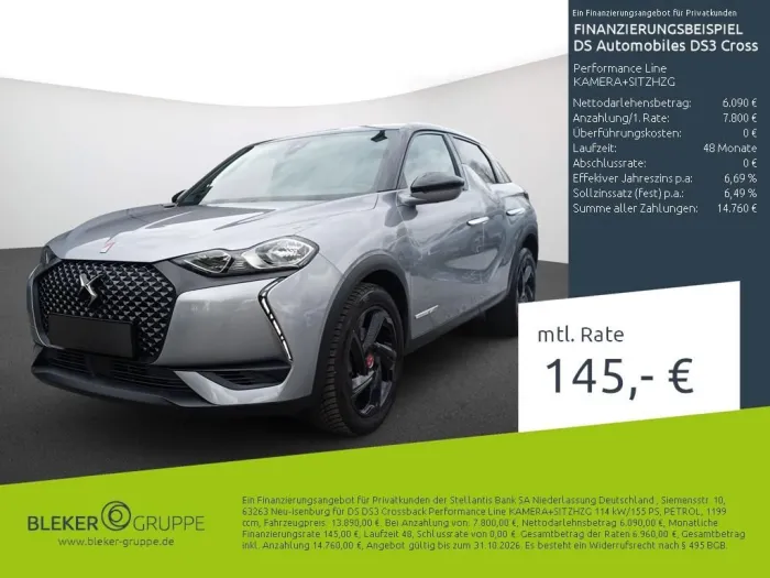 DS Automobiles DS3 Crossback Performance Line KAMERA+SITZHZG