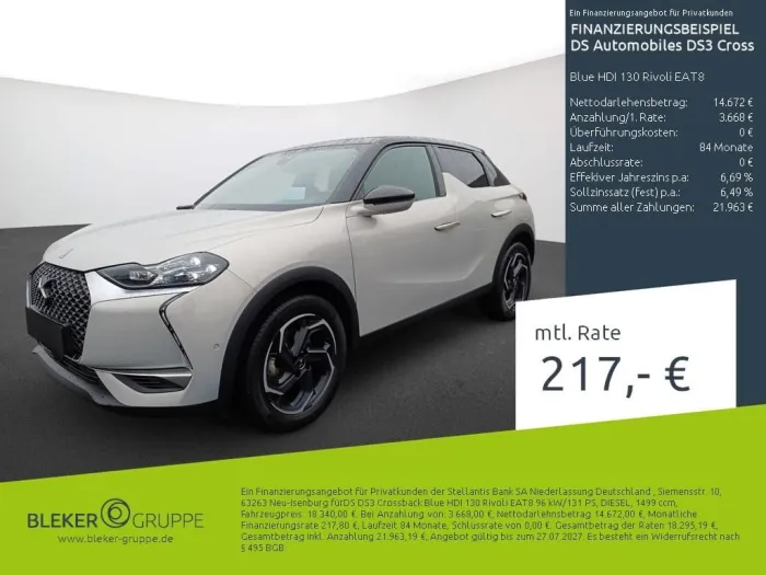 DS Automobiles DS3 Crossback Blue HDI 130 Rivoli EAT8