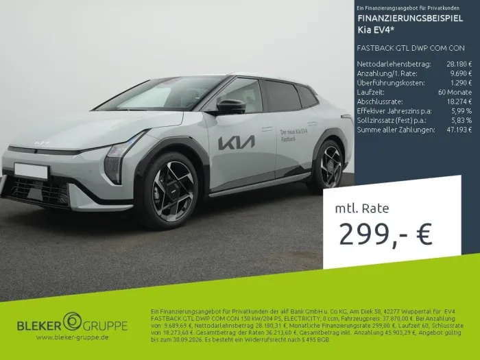 Kia EV4 FASTBACK GTL DWP COM CON