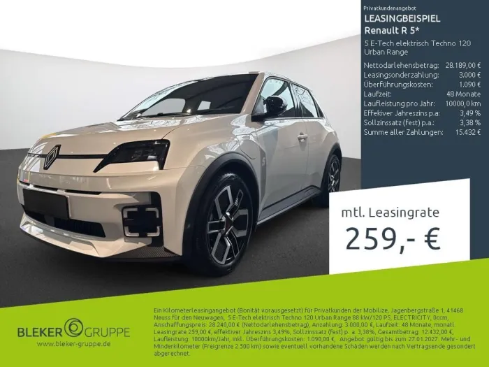 Renault R 5 5 E-Tech elektrisch Techno 120 Urban Range