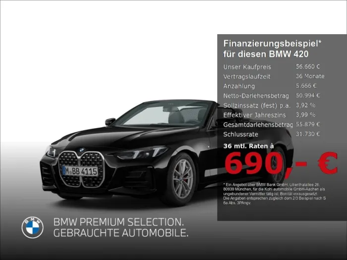 BMW 420 i Cabrio M Sport Pro Parking Assistant Plus 