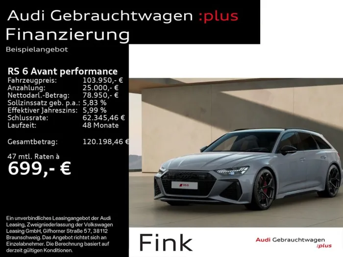 Audi RS 6 Avant performance AHK Head Up RS Abgasanlag