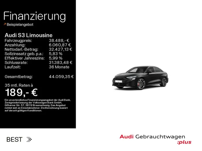 Audi S3 Limousine Matrix, B&O, Navi, Kamera