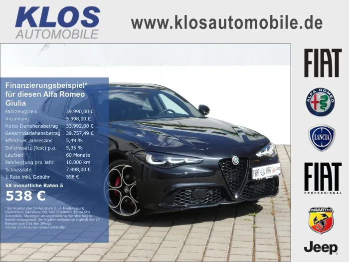 Alfa Romeo Giulia VELOCE 2.0 TURBO 16V 280 PS AT TECHNOLOGI