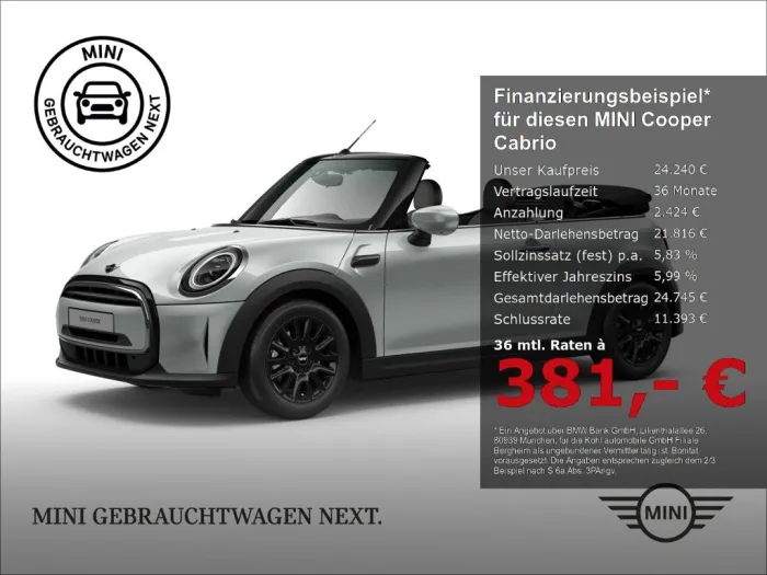 MINI Cooper Cabrio Classic TriNavigation Komfortzugan