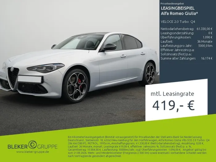 Alfa Romeo Giulia VELOCE 2.0 Turbo  Q4