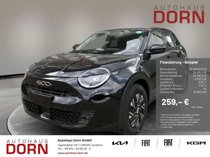 Fiat 600 E Red 54 kWh PDC LED Klimaautomatik