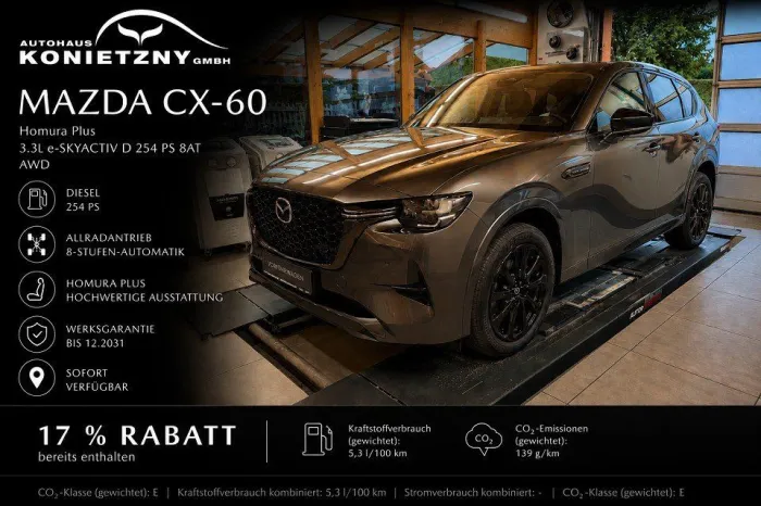 Mazda CX-60 Homura Plus AWD 3.3L e-SKYACTIV D 254ps 8A