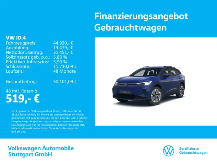 Volkswagen ID.4 Pro Navi Kamera AHK ACC Stdhzg LED SHZ