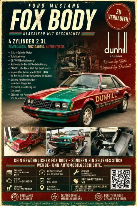 Ford Mustang Fox Body Coupee DUNHILL Retro...
