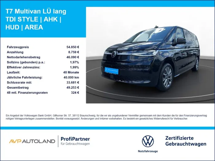 Volkswagen T7 Multivan LÜ lang TDI STYLE - AHK - HUD - AREA