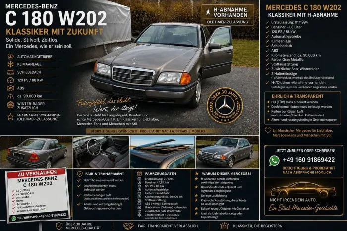 Mercedes-Benz Mercedes C180 W202 Automatik H-Abnahme Kli...
