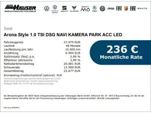 Seat Arona Style 1.0 TSI DSG NAVI KAMERA PARK ACC LED