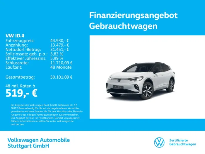 Volkswagen ID.4 GTX Navi Kamera Stdhzg ACC SHZ LED