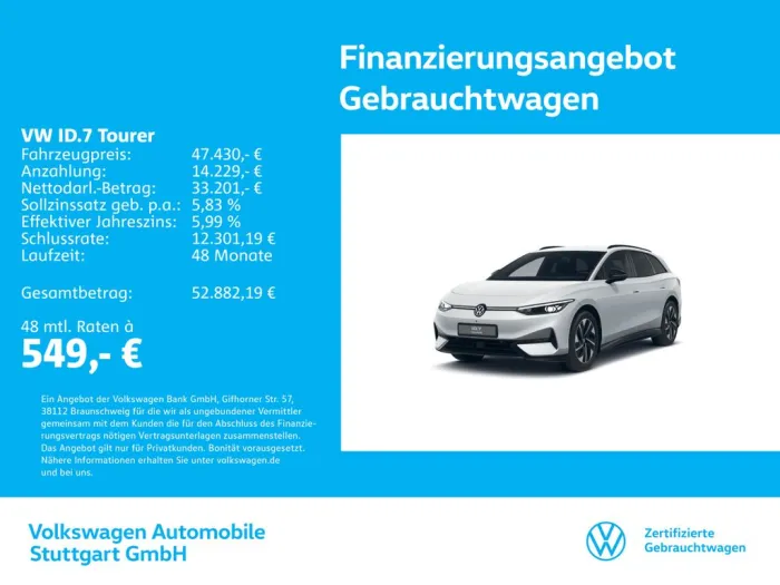 Volkswagen ID.7 Tourer Pro Navi Kamera AHK ACC LED SHZ