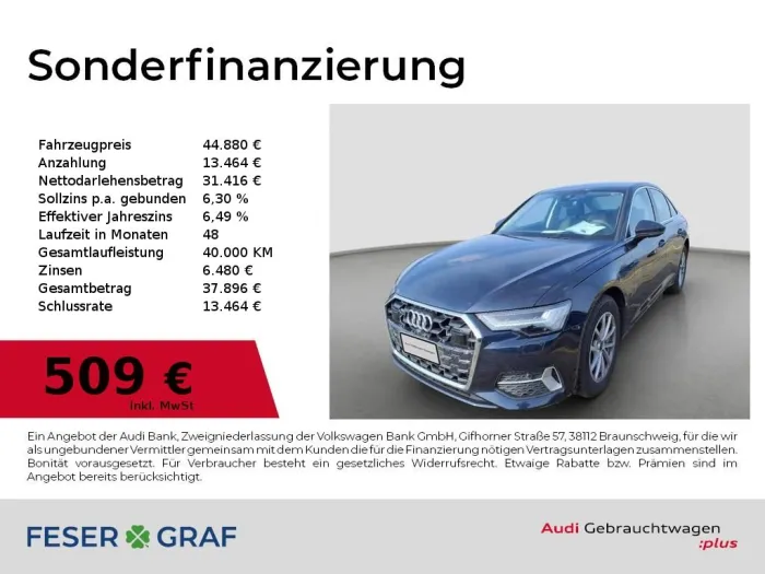 Audi A6 Lim 45 TDI qu HDMatrix,HUD,Leder,Kameras,18Zo