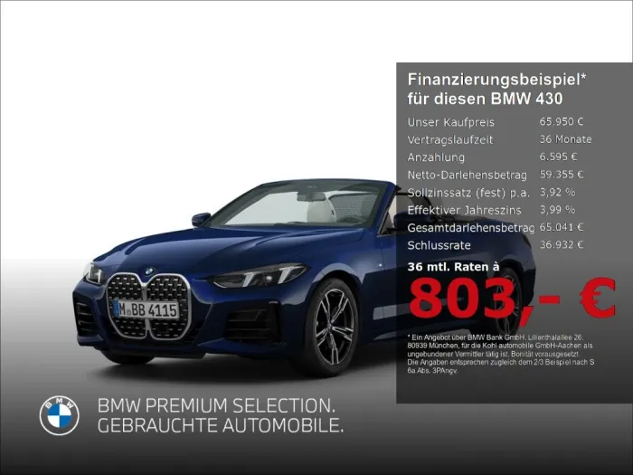 BMW 430 i xDrive M Sport Anhängerkupplung Harman Kar