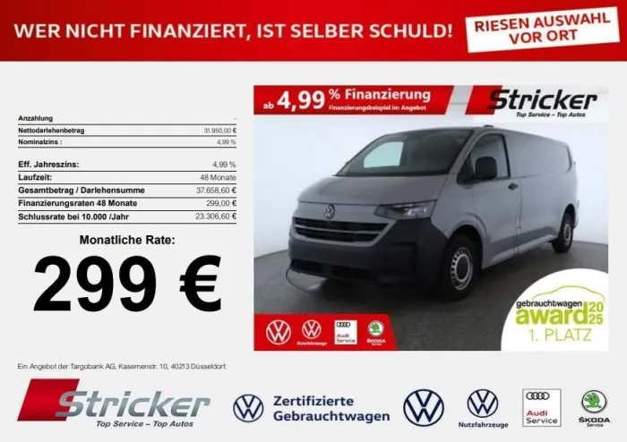 Volkswagen T7 Transporter Langer Radstand 2.0 TDI DSG 299,-