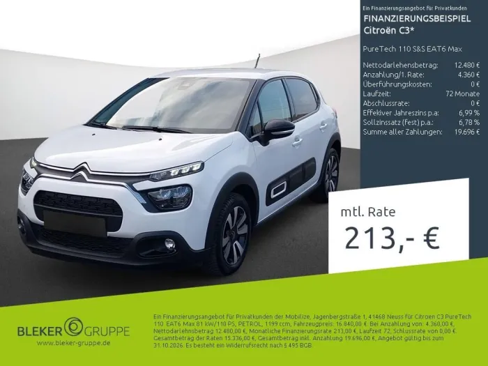 Citroën C3 PureTech 110 S&S EAT6 Max