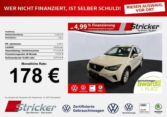 Seat Arona Style 1.0TSI 178,-ohne Anzahlung Sitzheizu