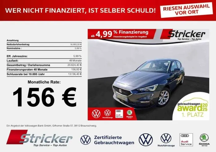 Seat Leon Style 1.0eTSI DSG 156,-ohne Anzahlung Navi