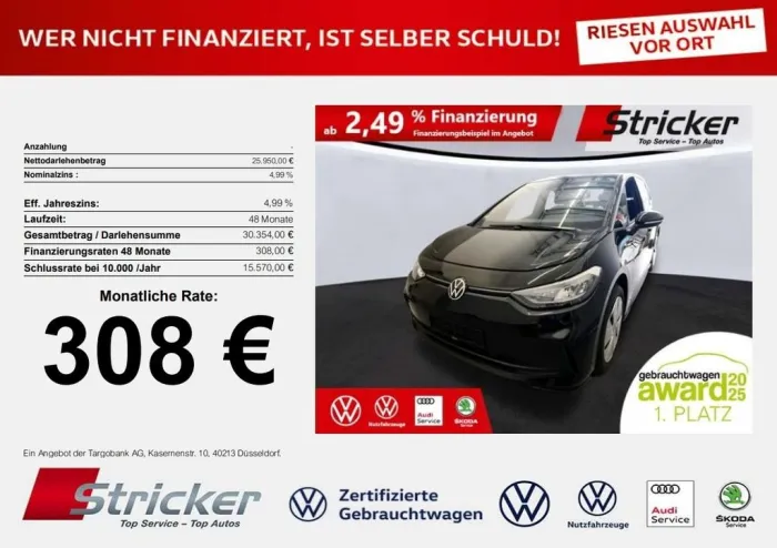 Volkswagen ID.3 Pro 150/58 308,-ohne Anzahlung Navi Sitzhei