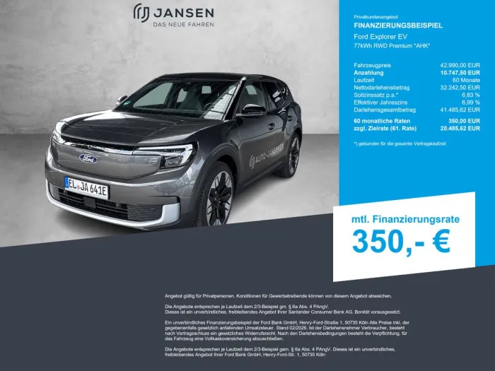 Ford Explorer EV 77kWh RWD Premium *AHK*