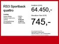 Audi RS3 Sportback quattro HUD Virtual Kamera