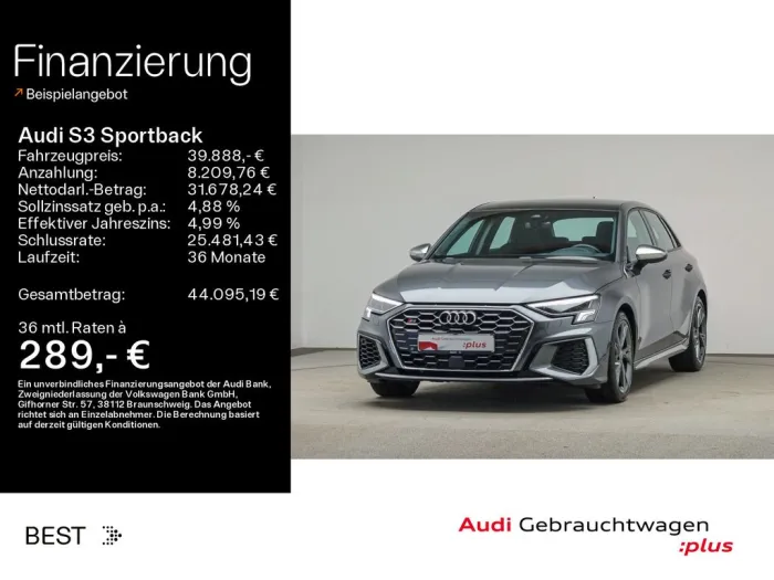 Audi S3 Sportback Pano, B&O, Navi, virtual plus