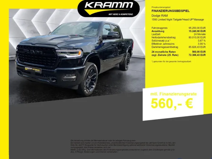Dodge RAM 1500 Limited Night Tailgate*Head UP*Massage