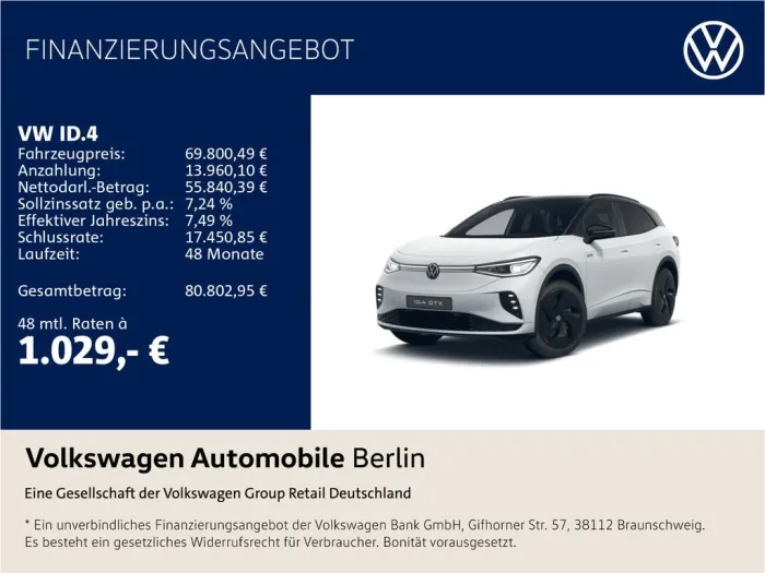 Volkswagen ID.4 GTX mit Entertainment-Paket 4Motion