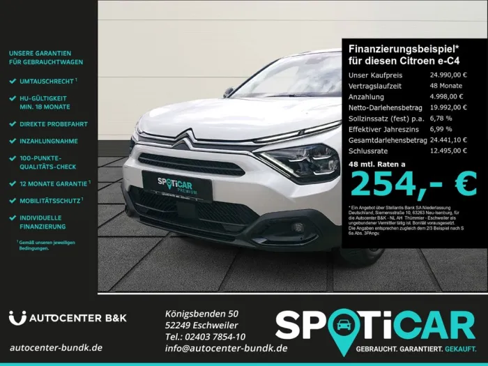 Citroën e-C4 156 e-Series SHZ Navi Kamera