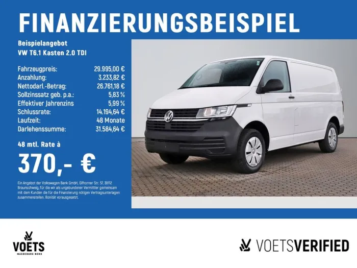 Volkswagen T6.1 Kasten 2.0 TDI HECKFLÜGELTÜRN+KLIMA+PDC+SHZ