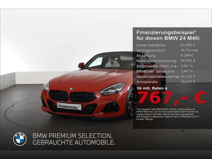 BMW Z4 M40i Harman Kardon Komfortzugang Head Up Disp