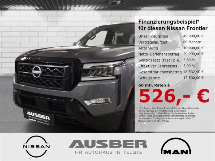 Nissan Frontier SV 4x4 CrewCab LongBed AHK 2,84to MIDNI