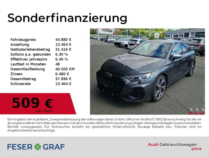 Audi S3 Lim Navi,LED,SONOS,PDC+,HUD,Perf-Abgas
