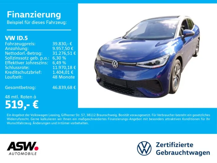 Volkswagen ID.5 Pro LED Navi RFK ACC Wärmepumpe SHZ