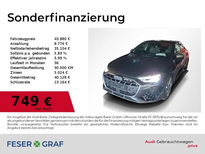 Audi S3 Lim. S tronic quattro Perf.AGA / SONOS / HUD